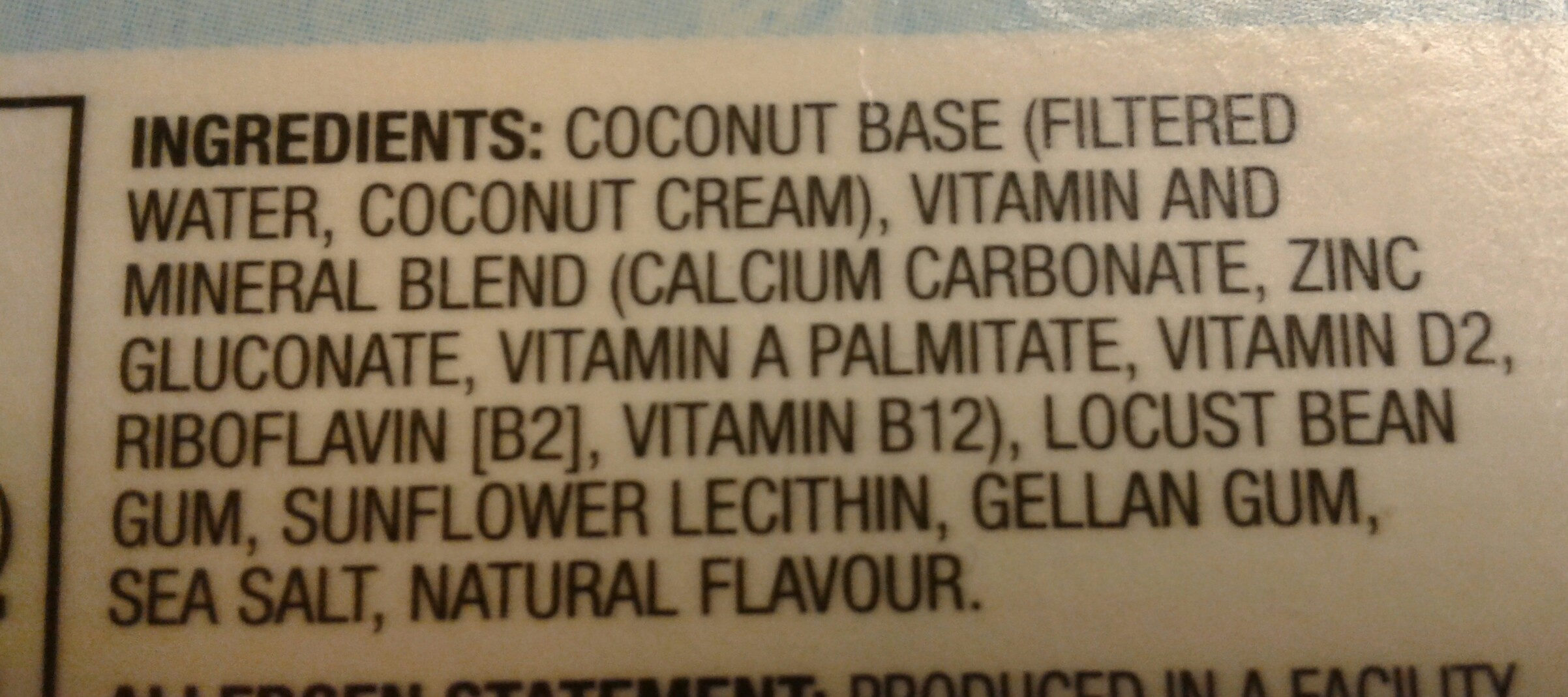 Coconut milk - Ingrédients - en