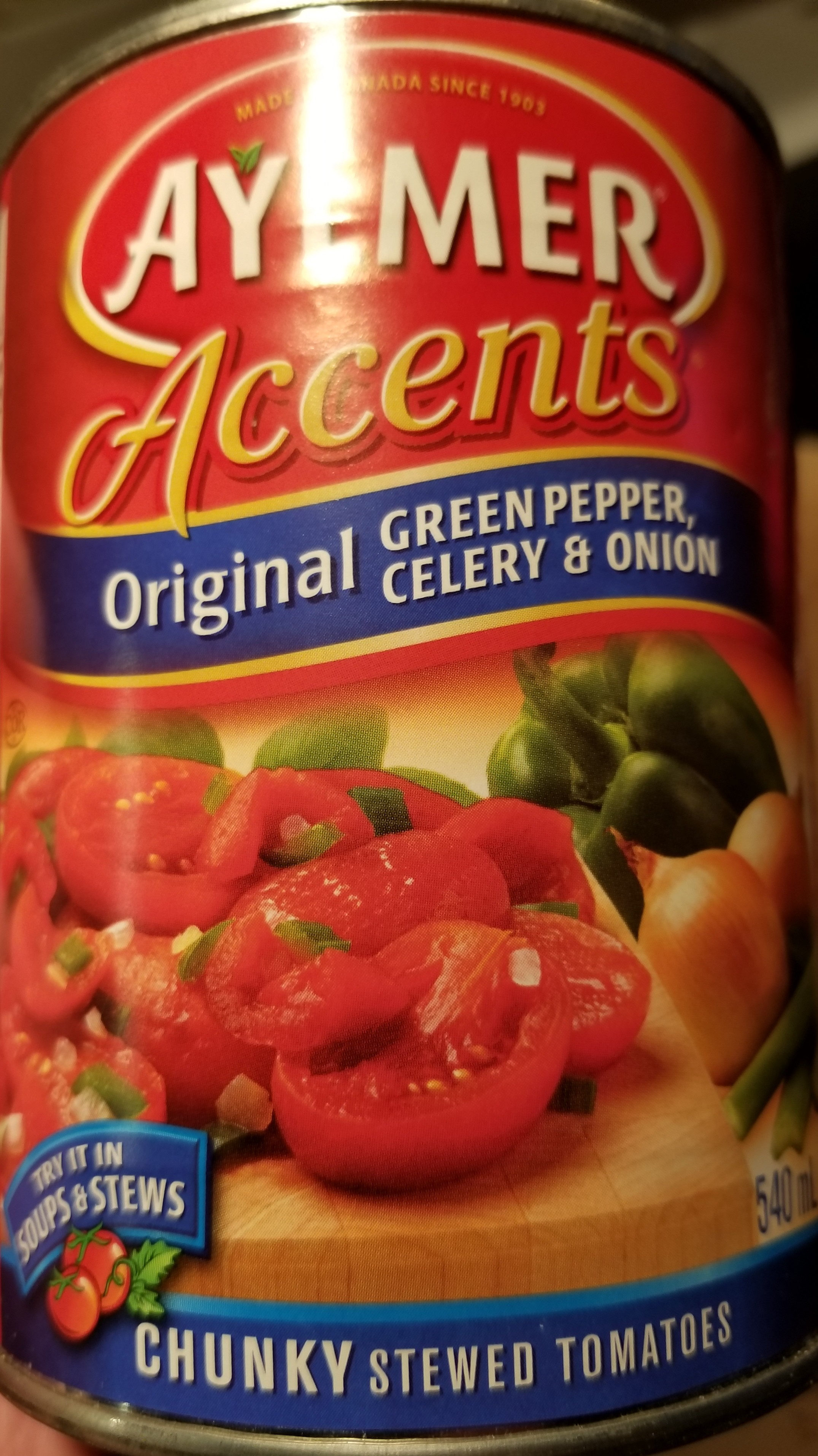 Aylmer Accents Original Green Pepper, Celery & Onions Chunky Stewed Tomatoes - Produit - en