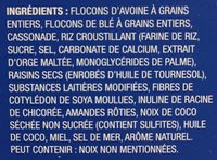 Raisin & almond granola cereal - Ingrédients - fr
