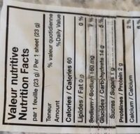 Lilas pâte phyllo - Informations nutritionnelles - en