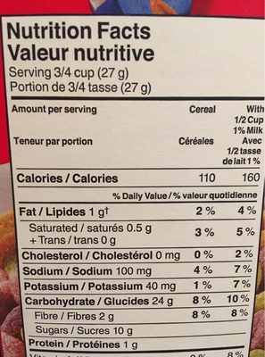 Froot Loops - Informations nutritionnelles