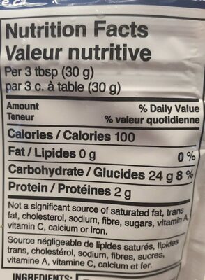 Rice flour (Gluten free) - Tableau nutritionnel - fr