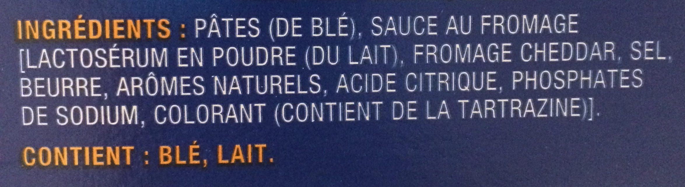 Kraft Dinner - Ingrédients - fr