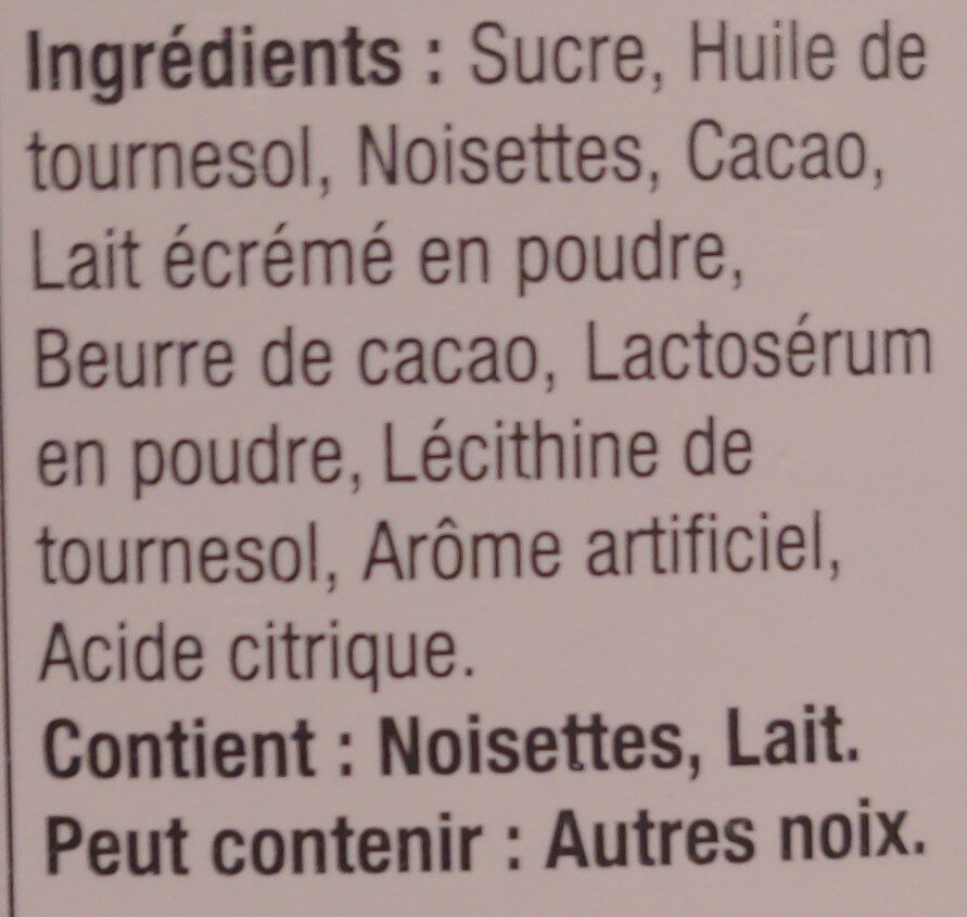 Noisettes et cacao - Ingrédients - fr