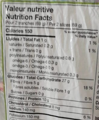 Pain Quinoa - Informations nutritionnelles - fr