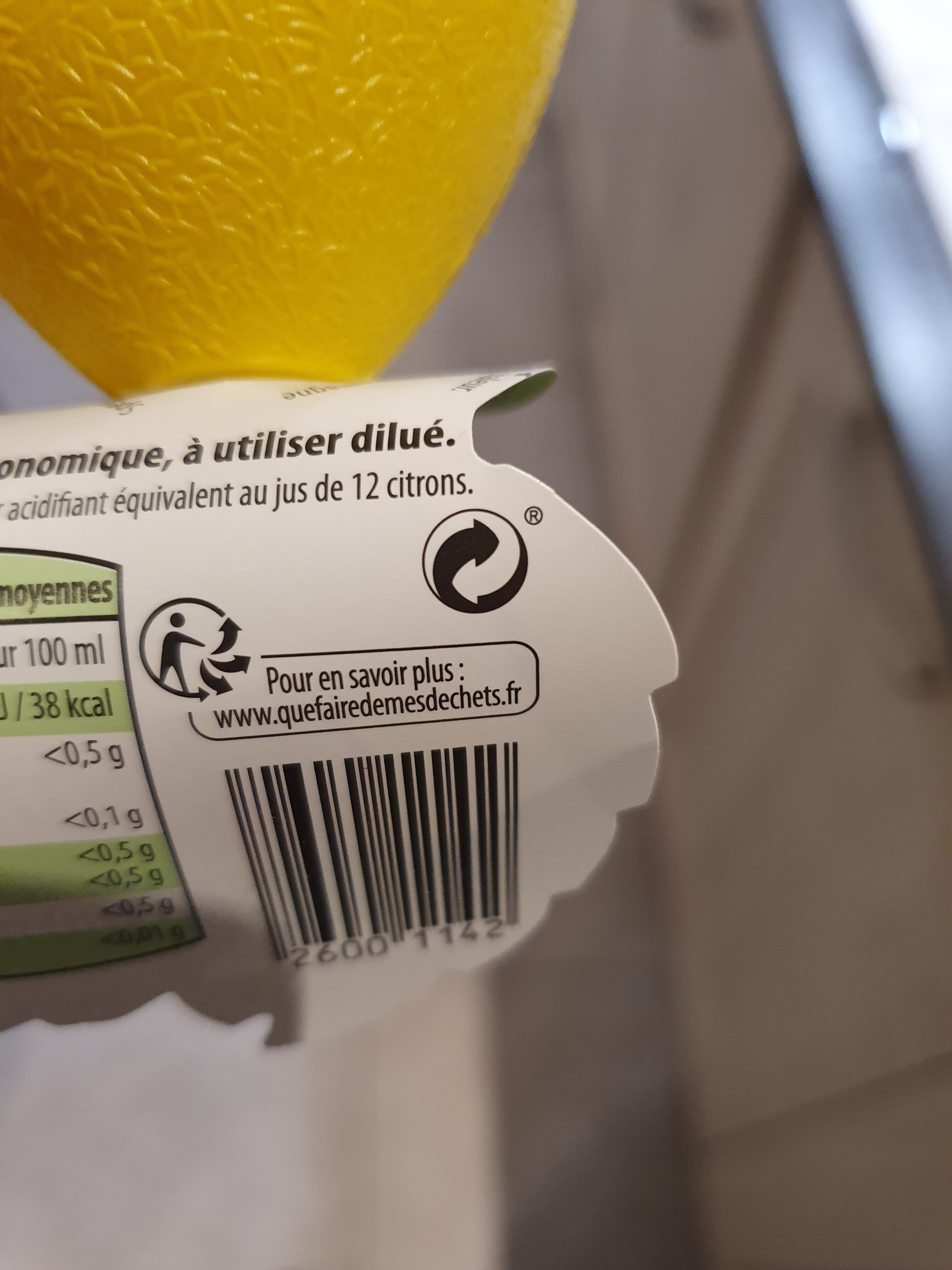 Jus de citron biologique - Instruction de recyclage et/ou informations d'emballage - fr