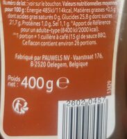 Sauce barbecue - Informations nutritionnelles - fr