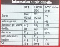 Chipster - Tableau nutritionnel - fr