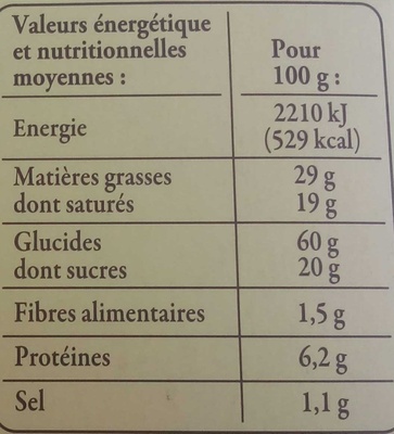 Palets bretons - Tableau nutritionnel - fr