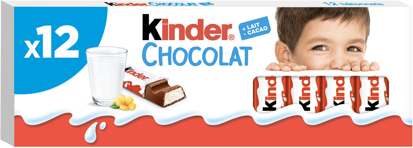 Kinder Chocolat chocolat au lait avec fourrage au lait x12 barres - Produit - fr