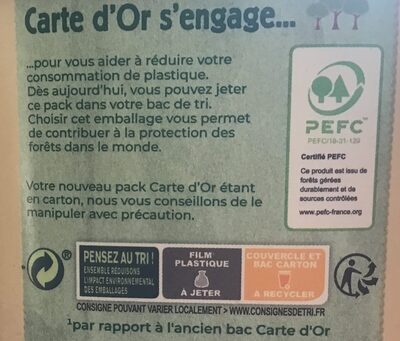 CARTE D'OR Glace Crème Glacée Vanille de Madagascar 900ml - Instruction de recyclage et/ou informations d'emballage - fr